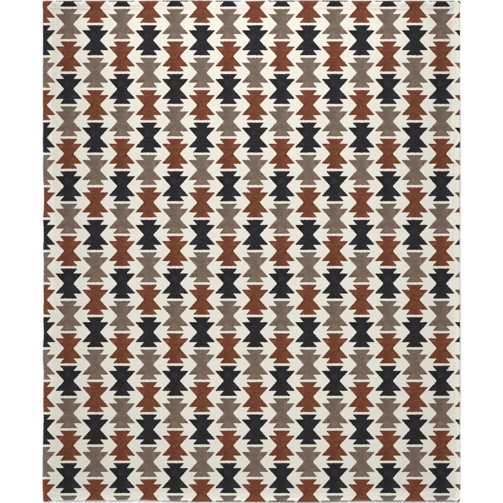 Bohemian Aztec Blanket, Plush Fleece, 50x60, Brown, Chestnut
