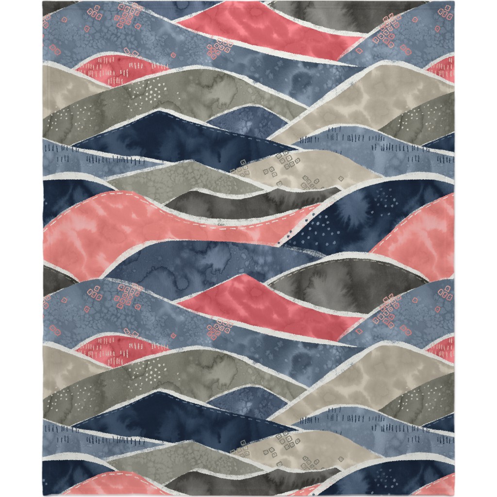 Romantic Watercolor Mountain Landscape Blanket, Plush Fleece, 50x60, Multicolor