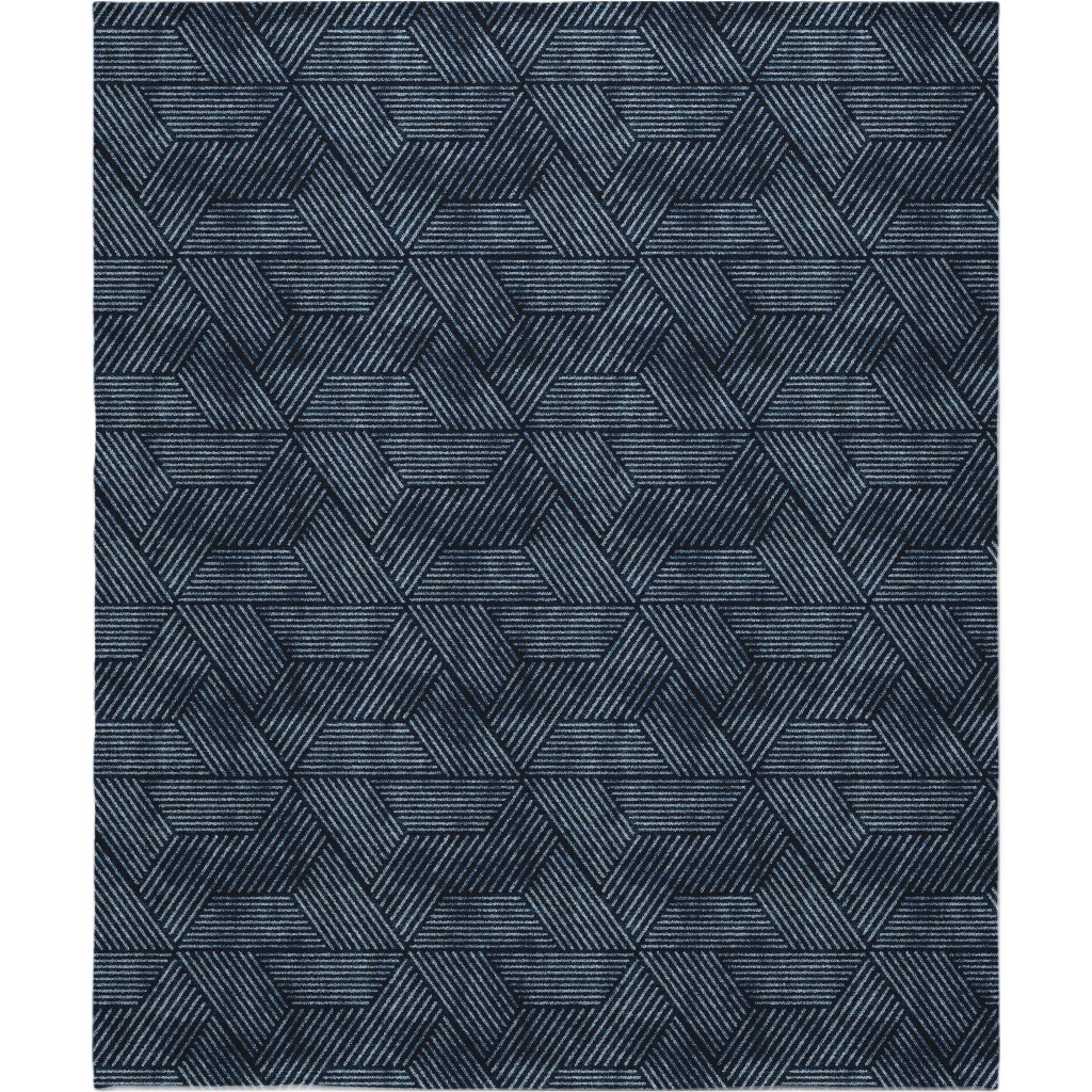 Cadence Triangles - Denim Blanket, Plush Fleece, 50x60, Blue