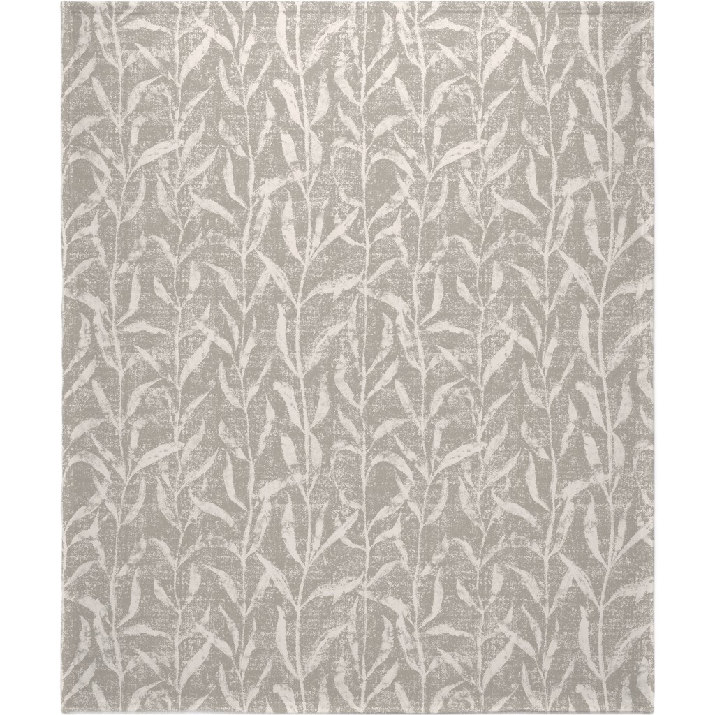 Grass Cloth With Leaves Gray And Cream Blanket Shutterfly