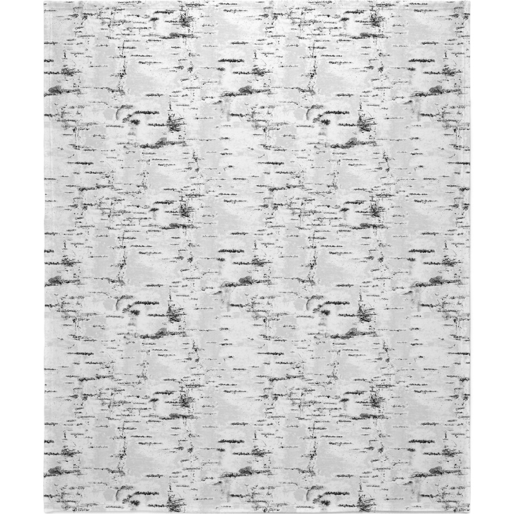 Birch Bark - White, Gray Blanket, Plush Fleece, 50x60, Gray