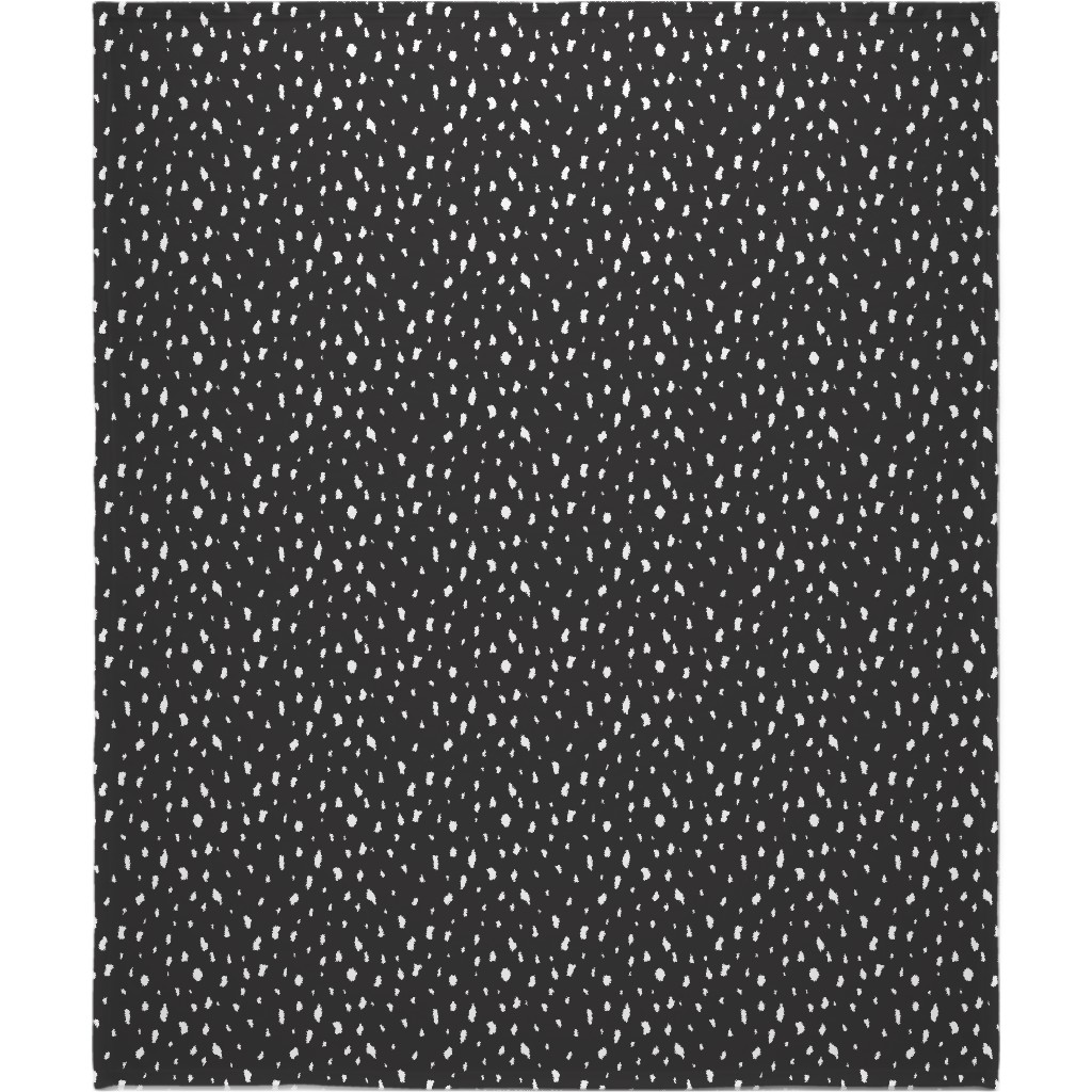 Chipped - Black and White Blanket, Plush Fleece, 50x60, Black, Black