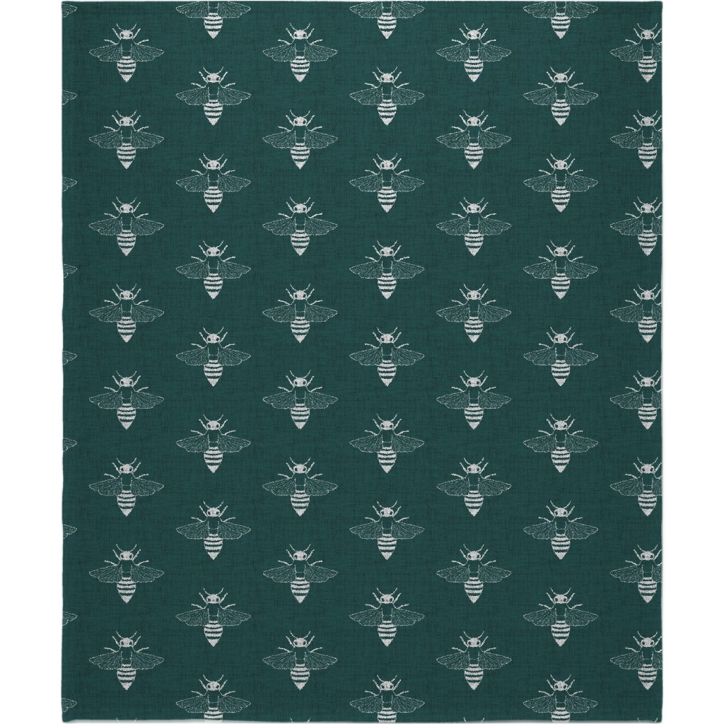 Bees - Green Blanket, Plush Fleece, 50x60, Green, Classic Green