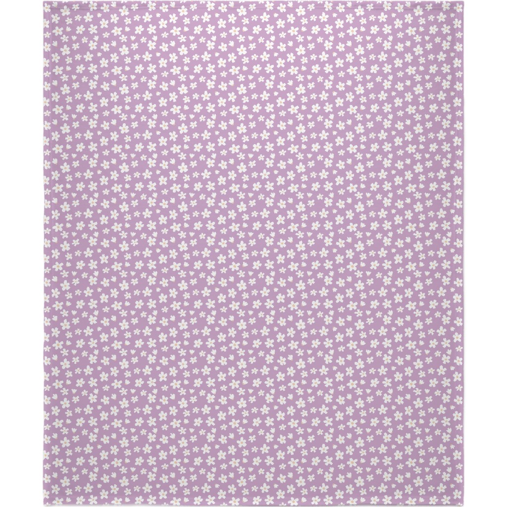 Daisy Garden Floral - Purple Blanket, Sherpa, 50x60, Purple