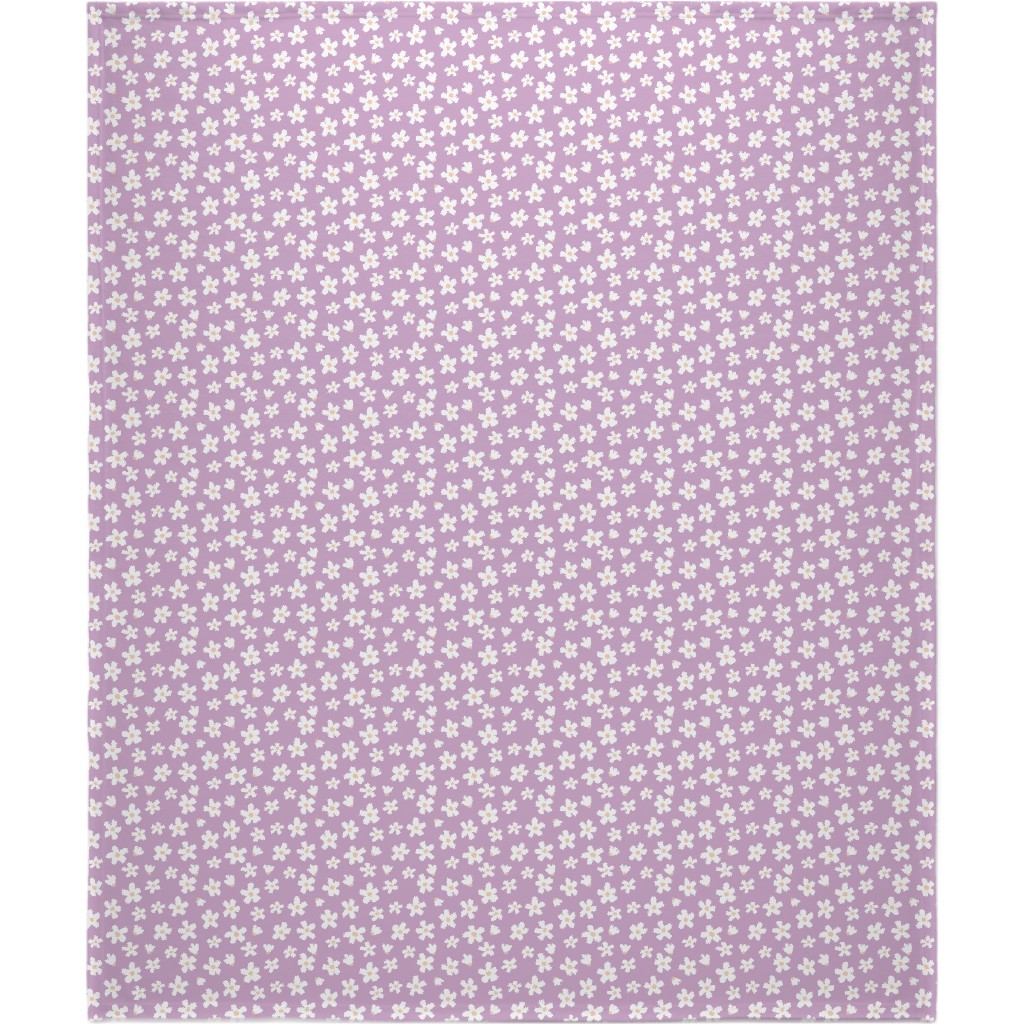 Daisy Garden Floral - Purple Blanket, Sherpa, 50x60, Purple, Purple