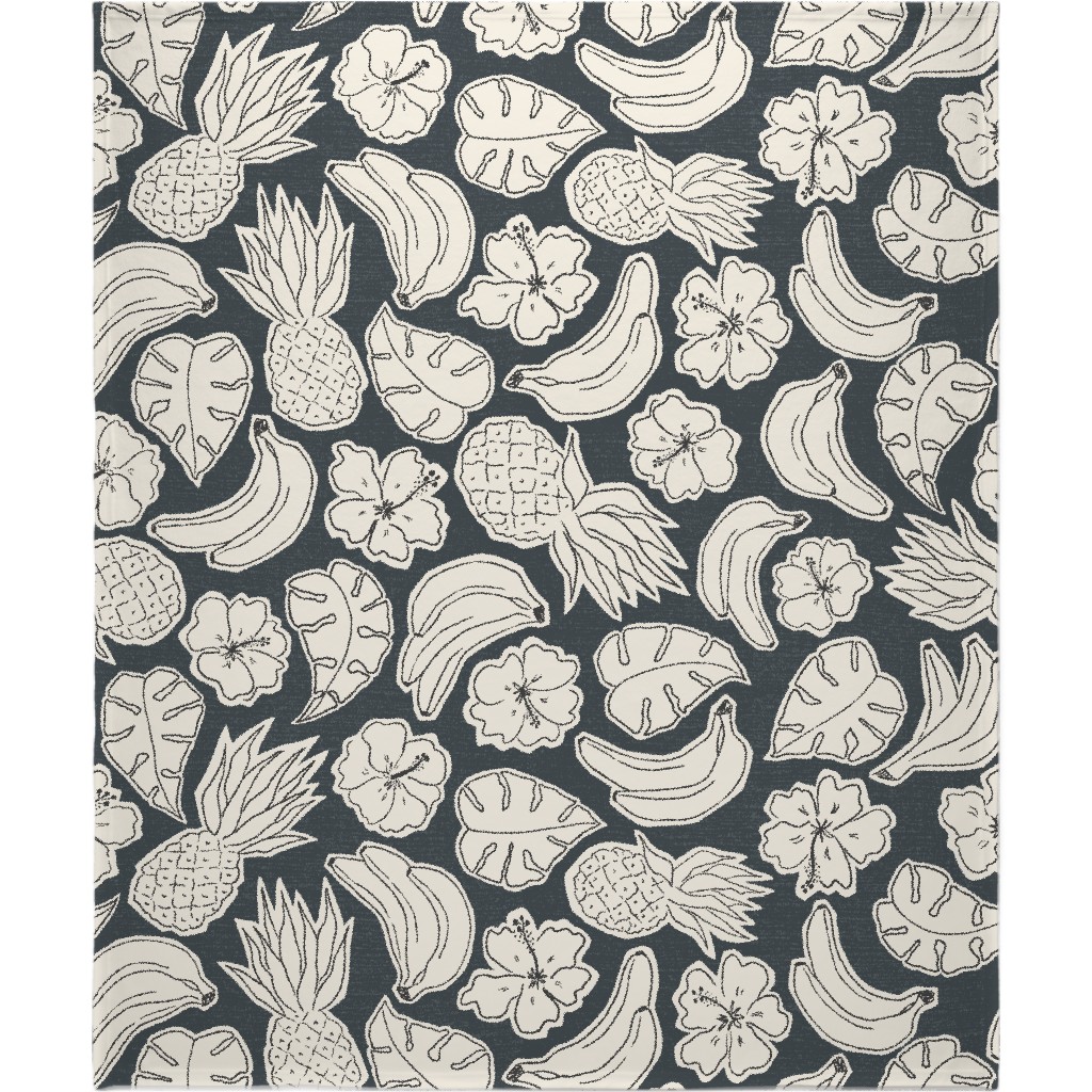 Tropical Cutout Blanket, Sherpa, 50x60, Gray
