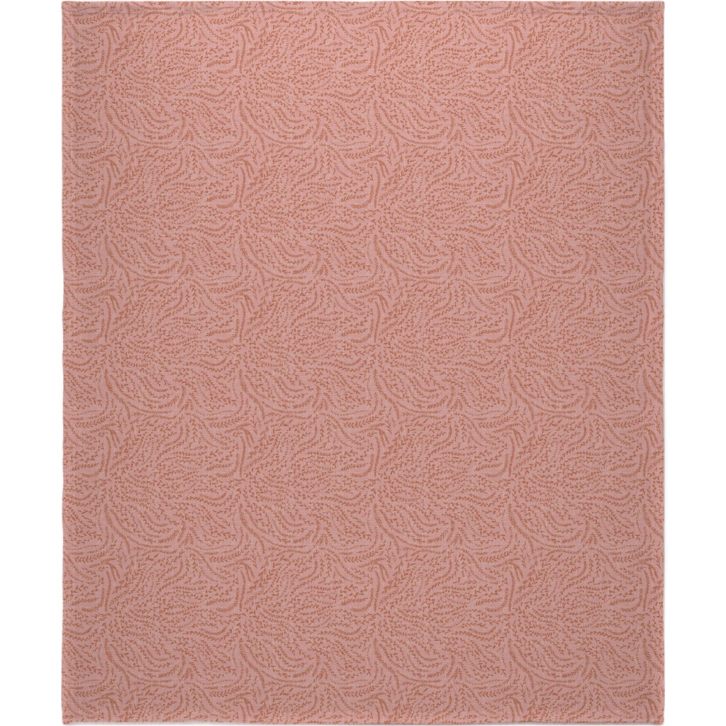 Notion - Fine Floral - Pink and Rust Blanket, Sherpa, 50x60, Pink