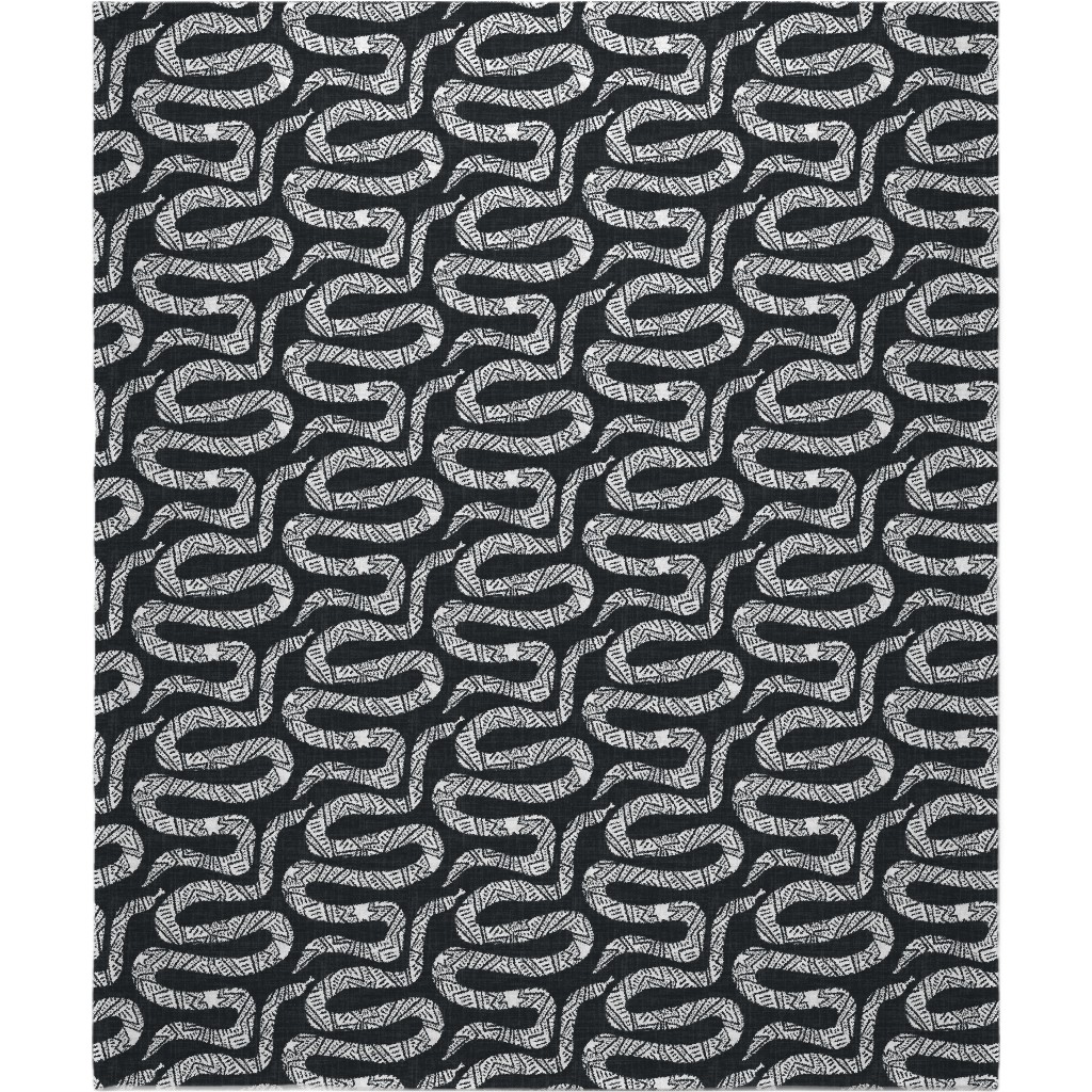 Snake Study - Black Blanket, Sherpa, 50x60, Black