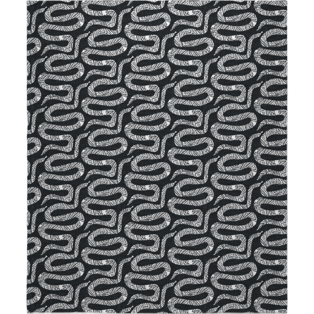 Snake Study - Black Blanket, Sherpa, 50x60, Black, Black
