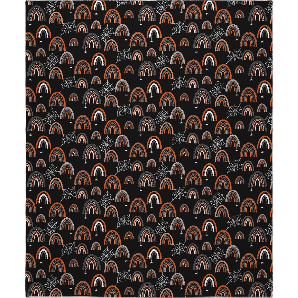 Halloween Rainbows Blanket, Sherpa, 50x60, Black, Black