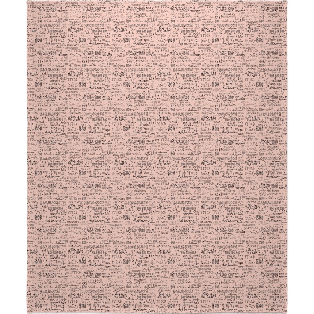 Halloween Words - Black Blanket, Sherpa, 50x60, Pink, Bright Pink