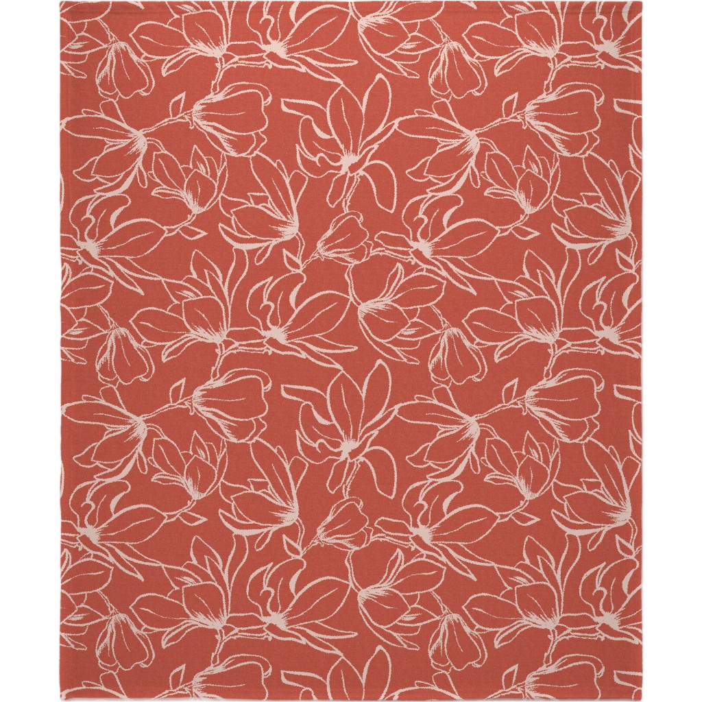 Magnolia Garden Blanket, Sherpa, 50x60, Red, Fawn