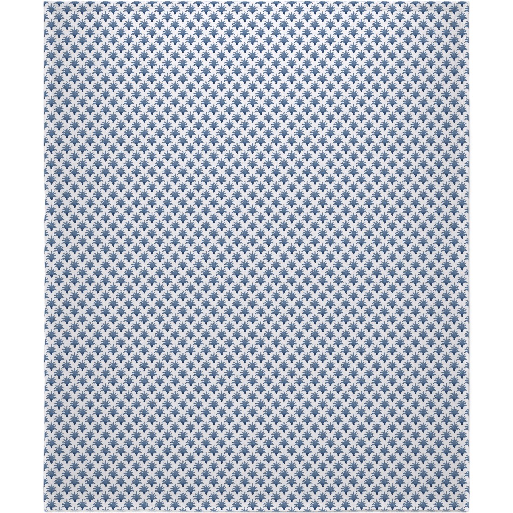 Pinecone - Indigo on Cream Blanket, Sherpa, 50x60, Blue