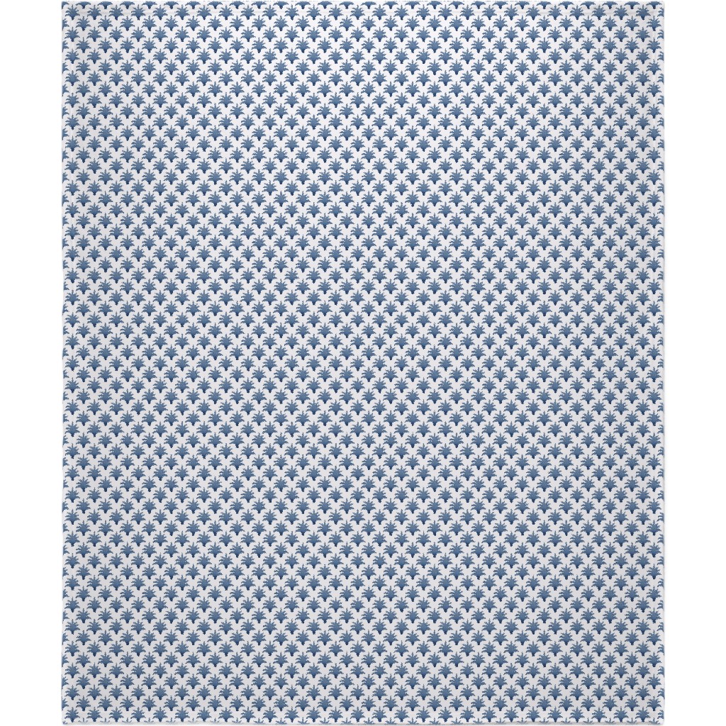 Pinecone - Indigo on Cream Blanket, Sherpa, 50x60, Blue