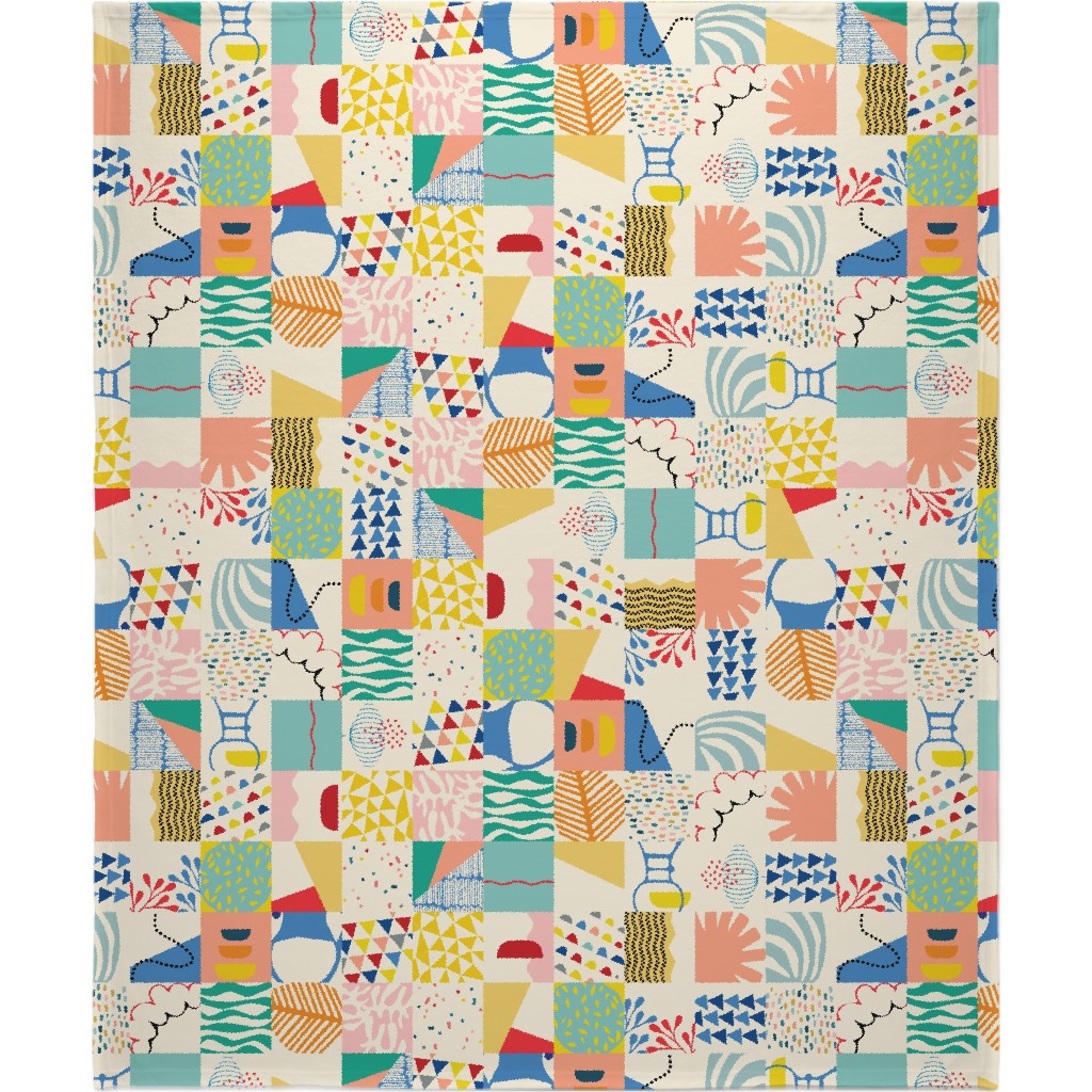 Mod Patches - Multi Blanket, Sherpa, 50x60, Multicolor