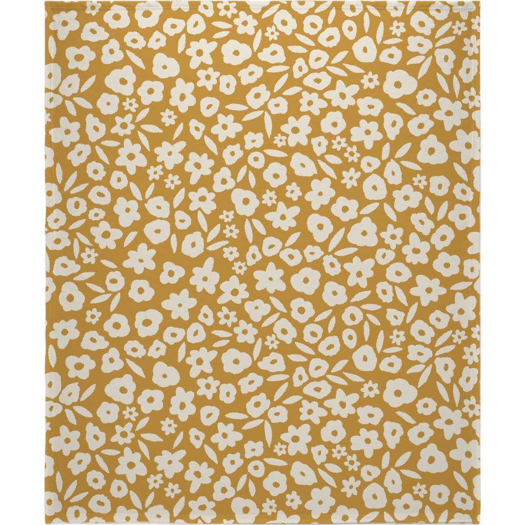 Flower Field - Mustard Blanket, Sherpa, 50x60, Yellow, Classic Yellow