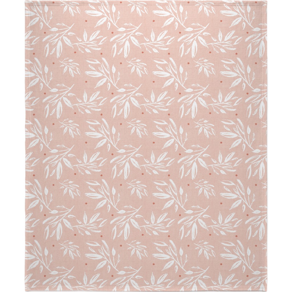 Zen Botanical Leaves - Blush Pink Blanket, Sherpa, 50x60, Pink, Bright Pink