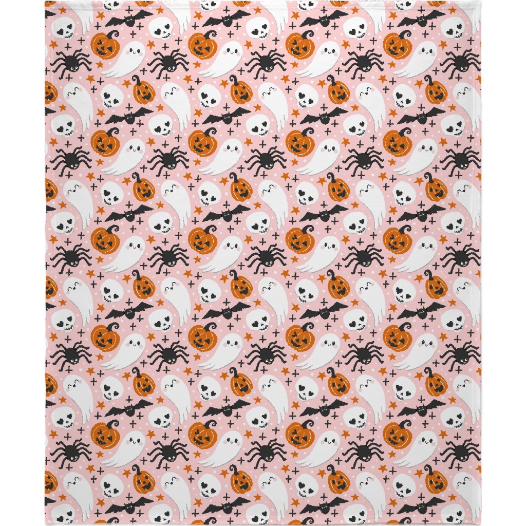 Cute Halloween - Pink Blanket, Sherpa, 50x60, Pink, Bright Pink