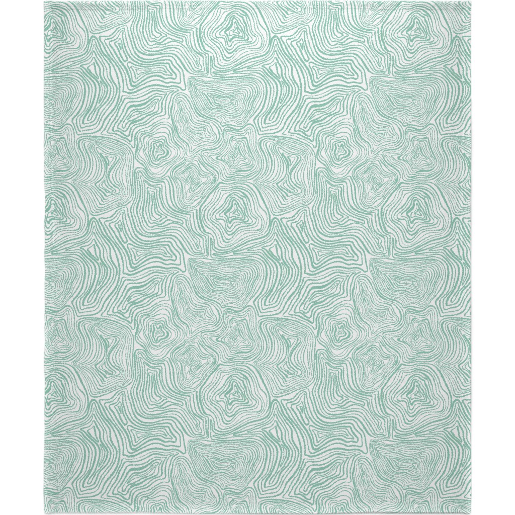 Abstract Wavy Lines - Green Blanket, Sherpa, 50x60, Green, Classic Green