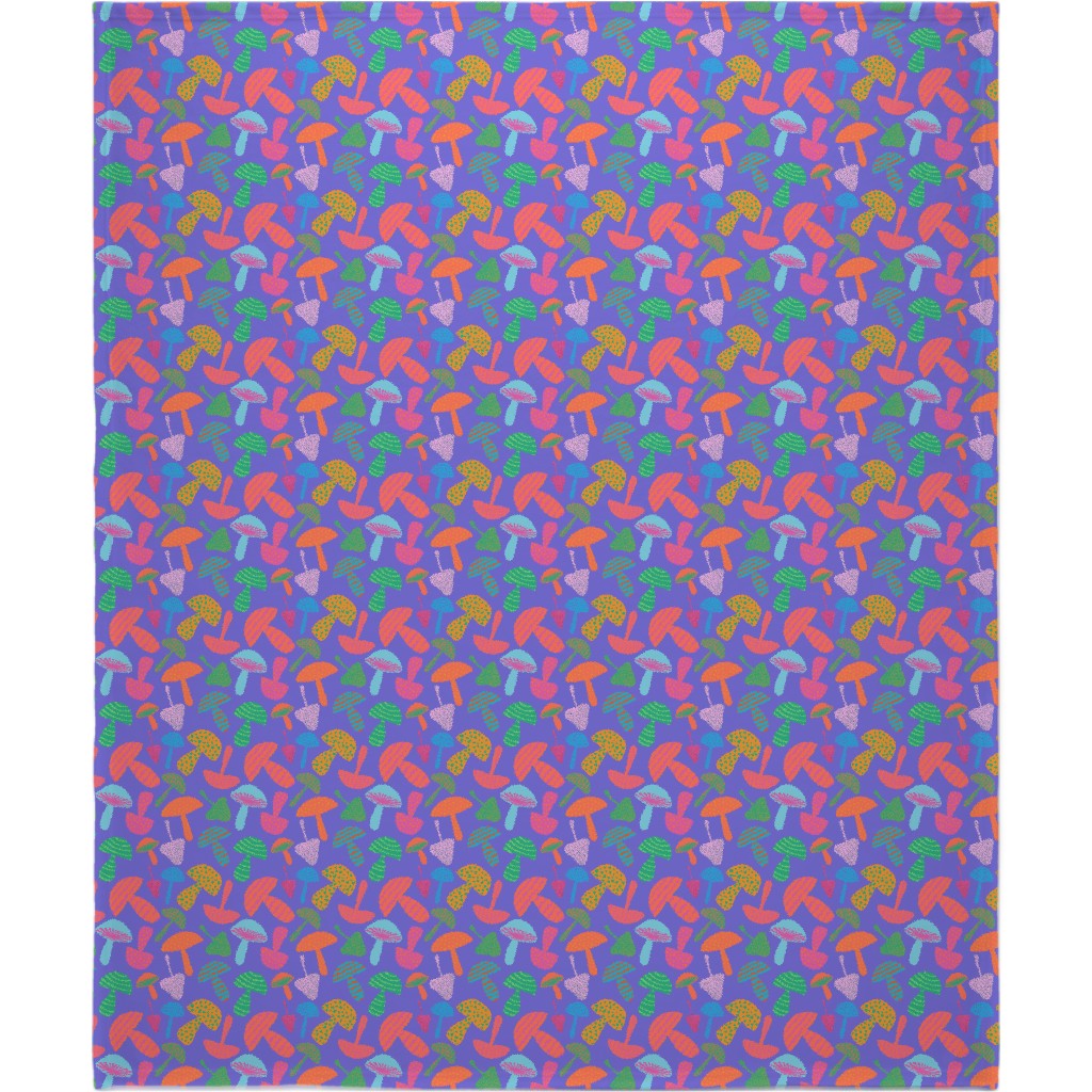 Mushroom Tossed - Bold Blanket, Sherpa, 50x60, Purple