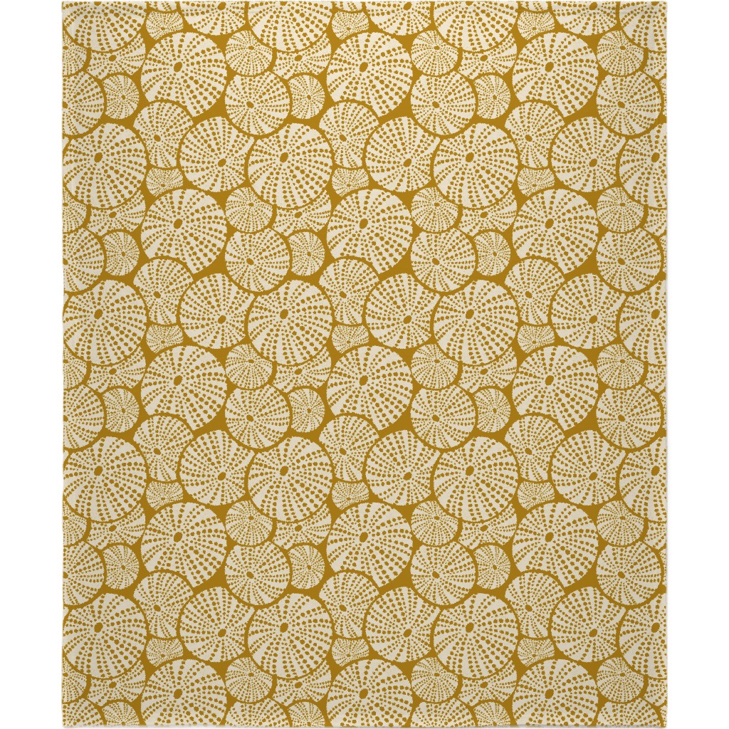 Bed of Nautical Sea Urchins - Ivory on Golden Yellow Blanket, Sherpa, 50x60, Yellow, Classic Yellow