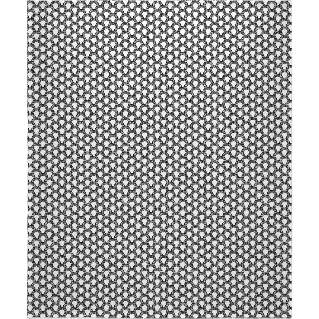 Scallops - Black and White Blanket, Sherpa, 50x60, Black