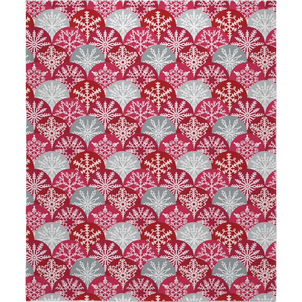 Christmas Snowflake Scallop Blanket, Sherpa, 50x60, Red