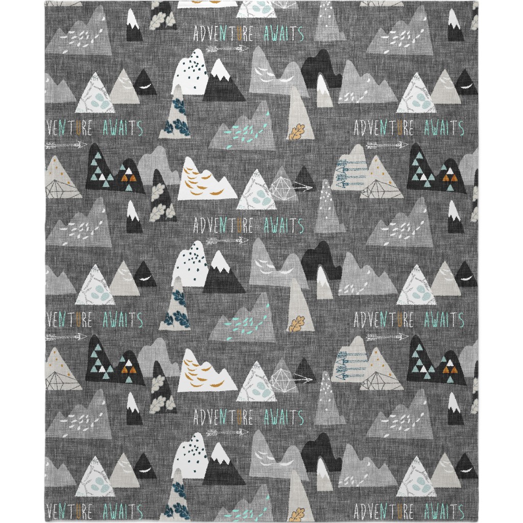 Adventure Awaits - Gray Blanket, Sherpa, 50x60, Gray