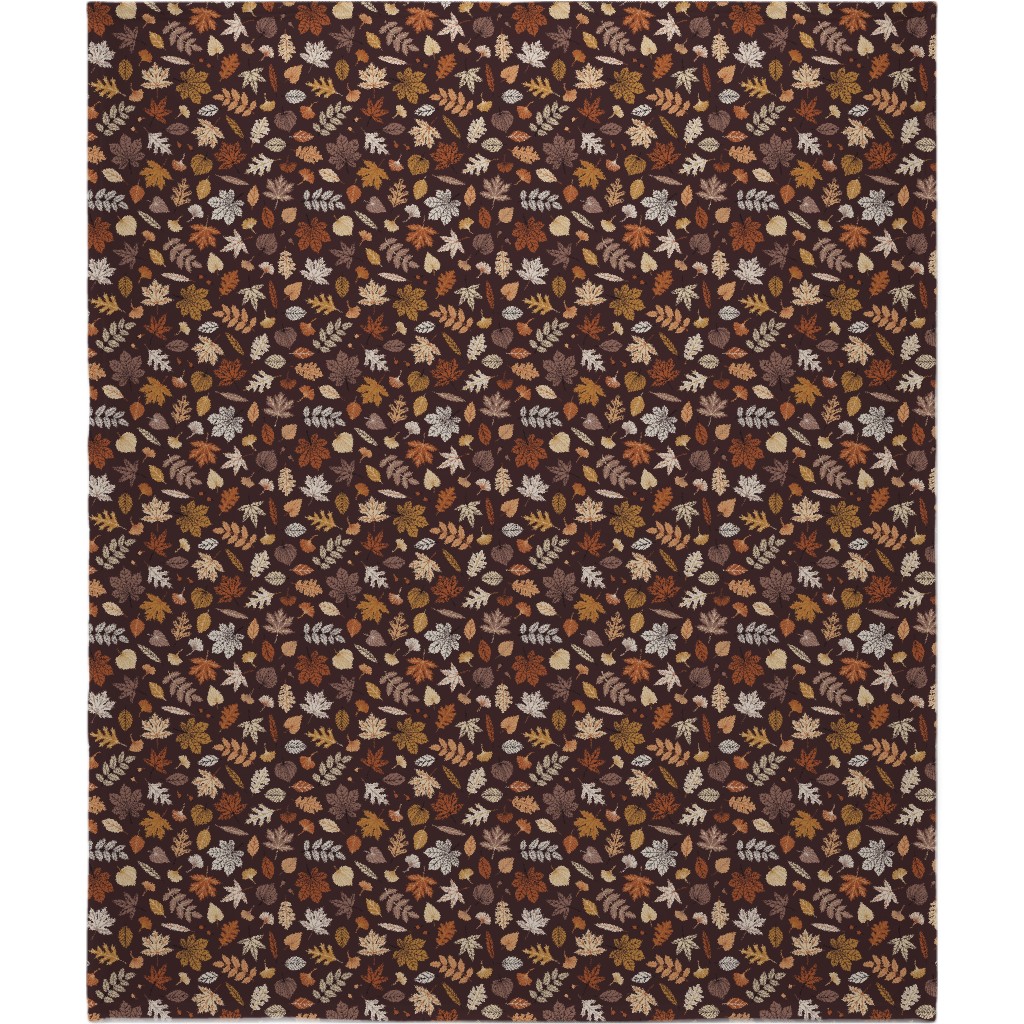 Fall Time Leaves - Brown Blanket, Sherpa, 50x60, Brown