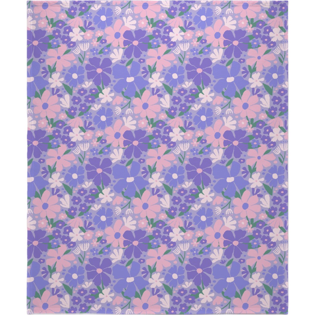 Blooming Garden on Lilac Blanket, Sherpa, 50x60, Purple