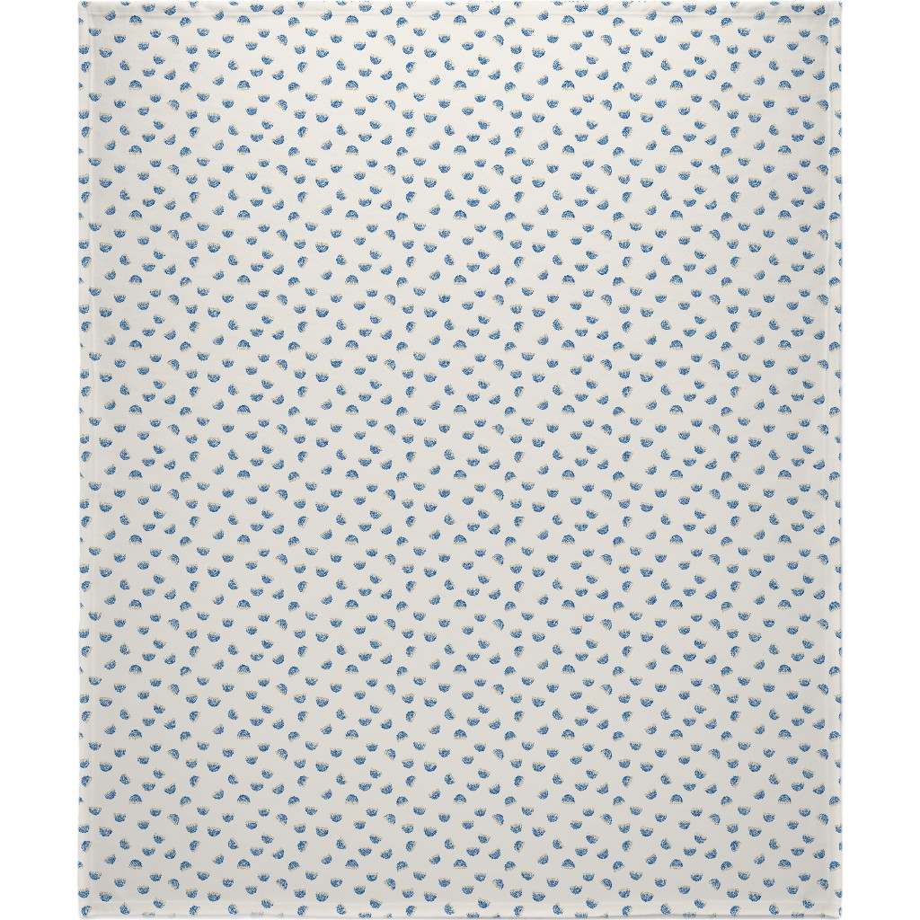 Nine Branch Menorah Tossed in Bright Blue Blanket, Sherpa, 50x60, Beige, Pearl