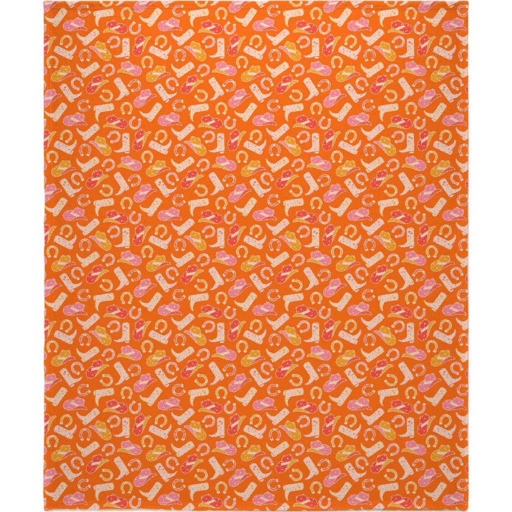 Cowgirl - Pink and Orange Blanket, Sherpa, 50x60, Orange, Orange