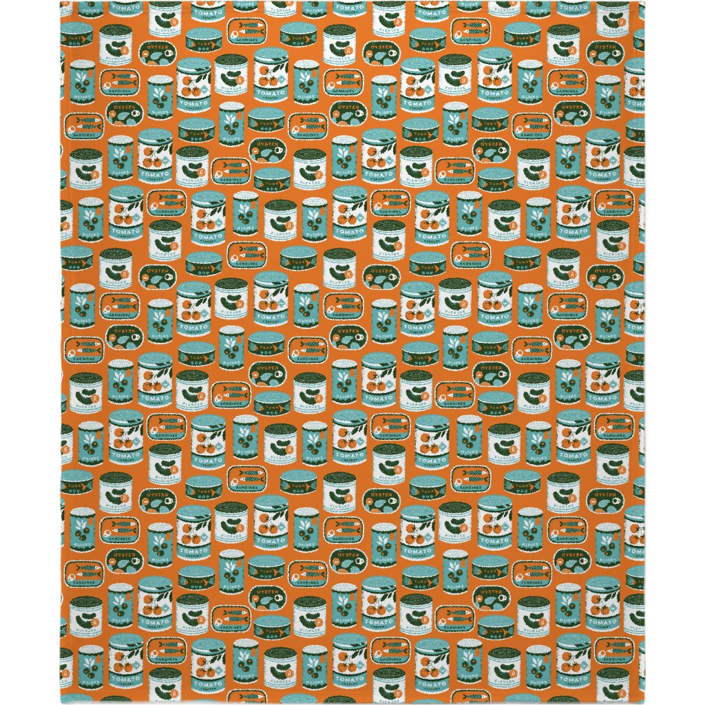 Canned Goods Blanket, Sherpa, 50x60, Orange, Fawn