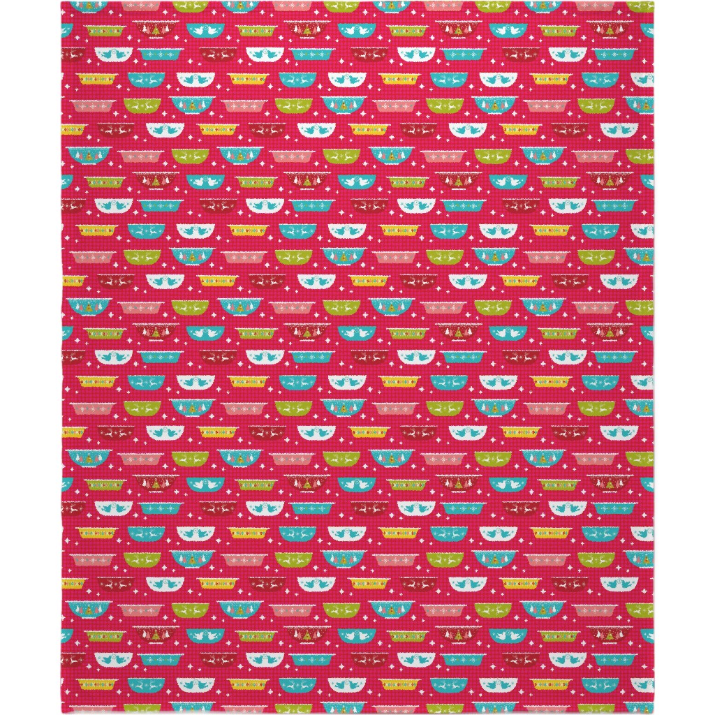 Christmas Dishes Blanket, Sherpa, 50x60, Multicolor