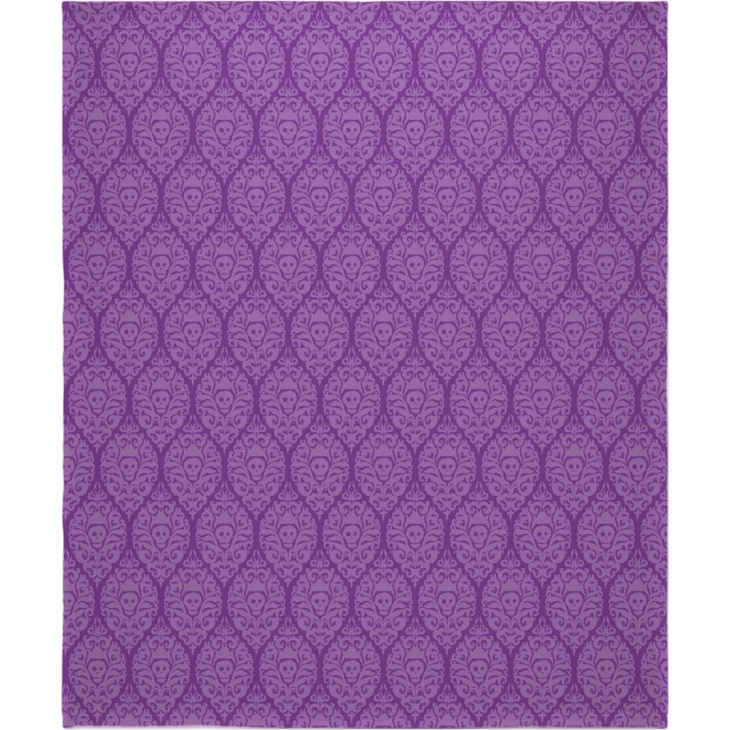Spooky Damask - Purple Blanket, Sherpa, 50x60, Purple, Purple