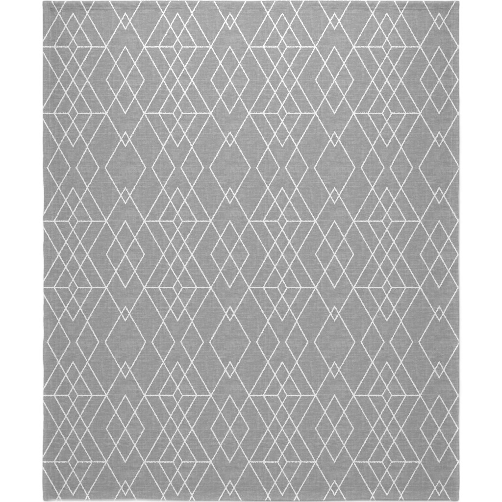 Geometric Grid - Gray Blanket, Sherpa, 50x60, Gray