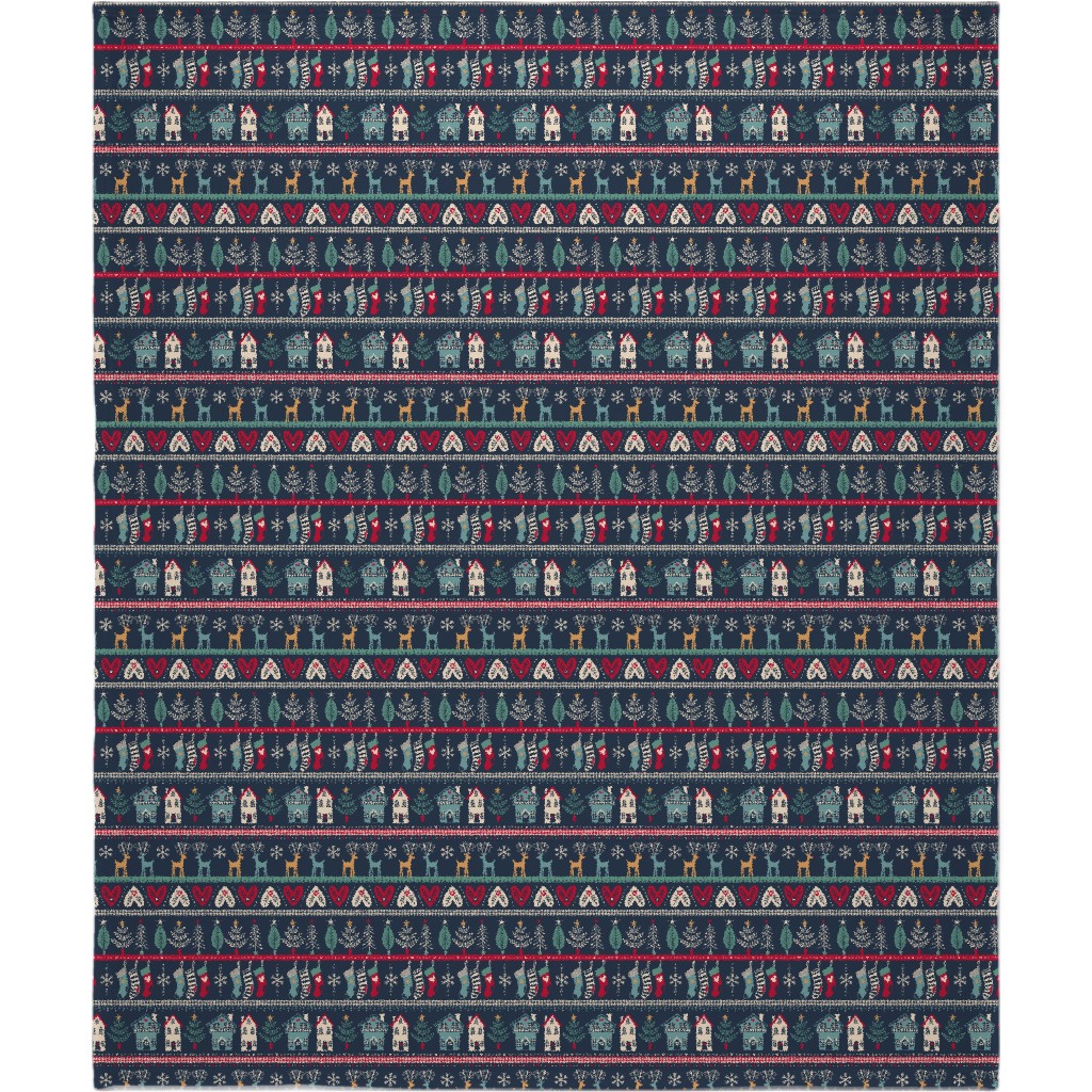 Vintage Nordic Christmas Blanket, Sherpa, 50x60, Multicolor