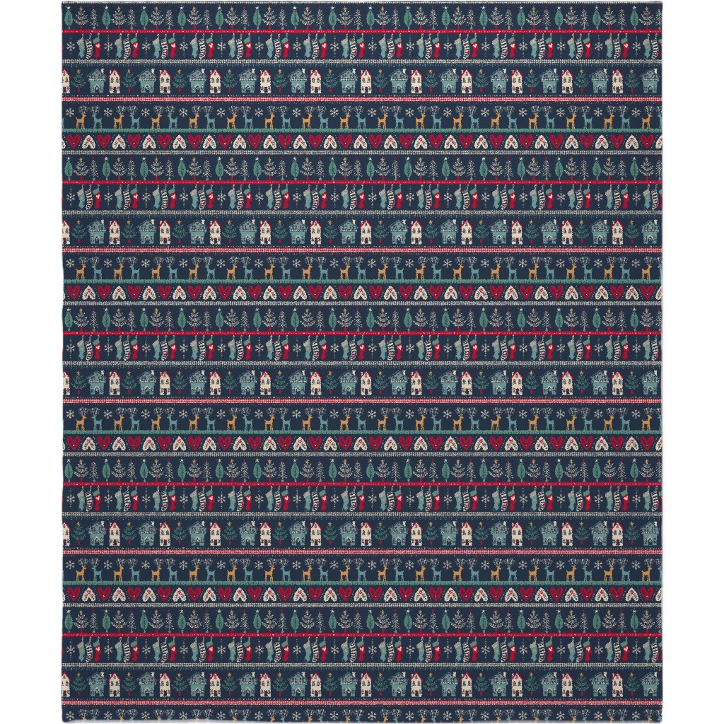 Vintage Nordic Christmas Blanket, Sherpa, 50x60, Multicolor