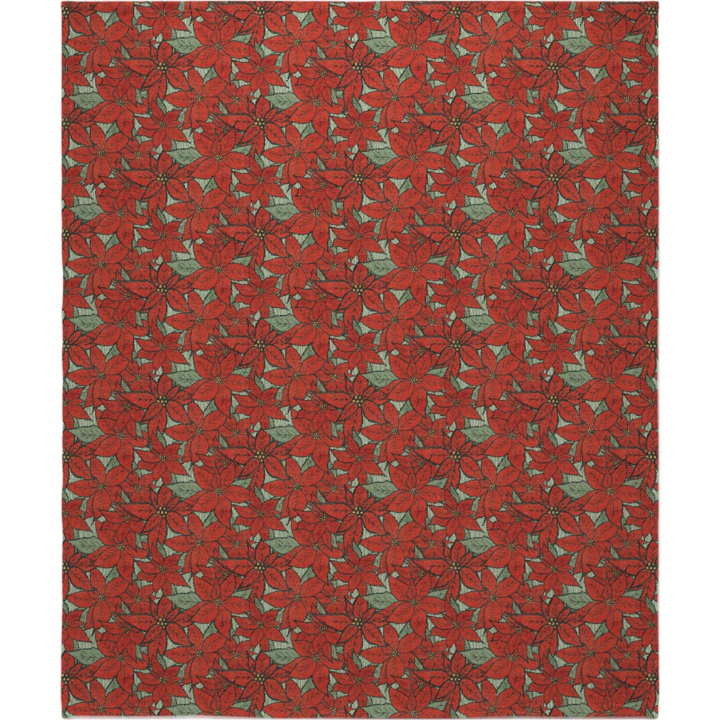 Wild Poinsettias Blanket, Sherpa, 50x60, Red
