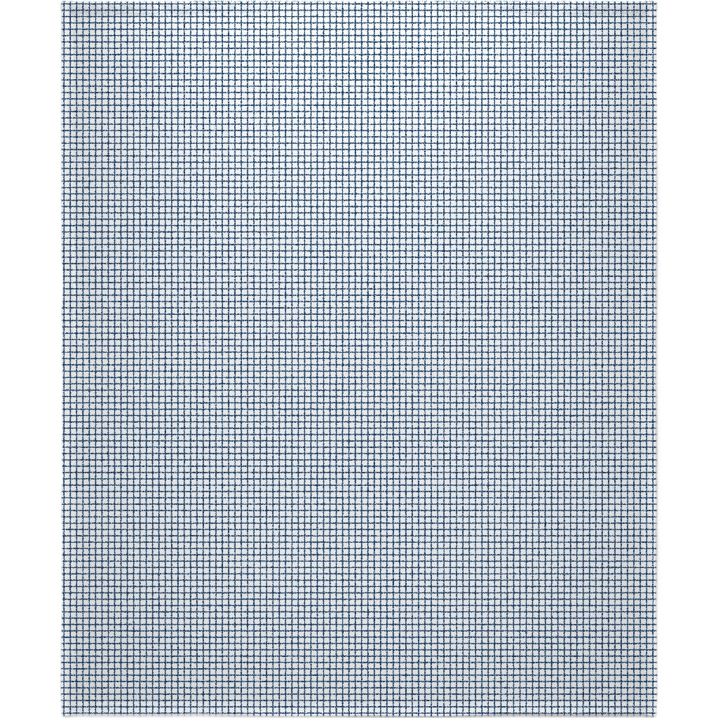 Grid - Navy and White Blanket, Sherpa, 50x60, Blue