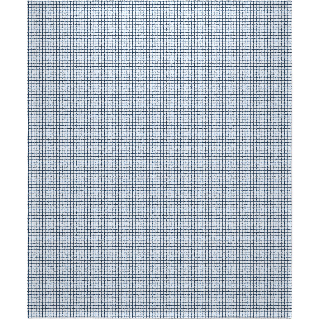 Grid - Navy and White Blanket, Sherpa, 50x60, Blue, True Blue