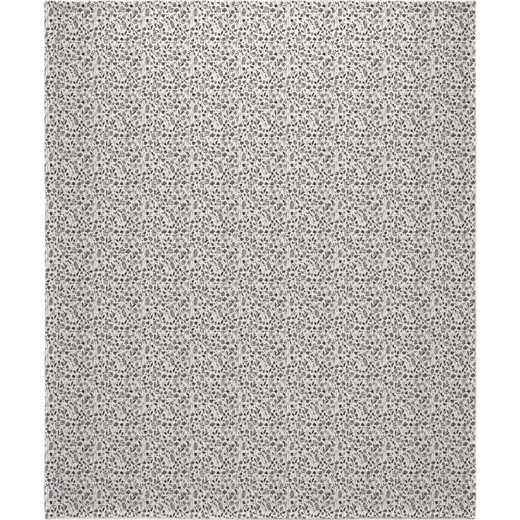 Folk Botanical Print - Neutral Blanket, Sherpa, 50x60, Beige, Pearl