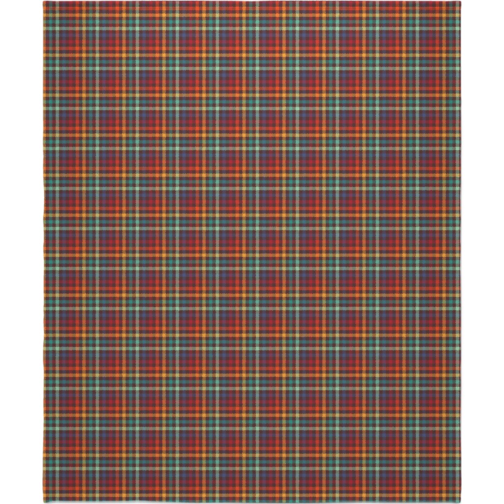 Retro Rainbow Plaid Blanket, Sherpa, 50x60, Multicolor