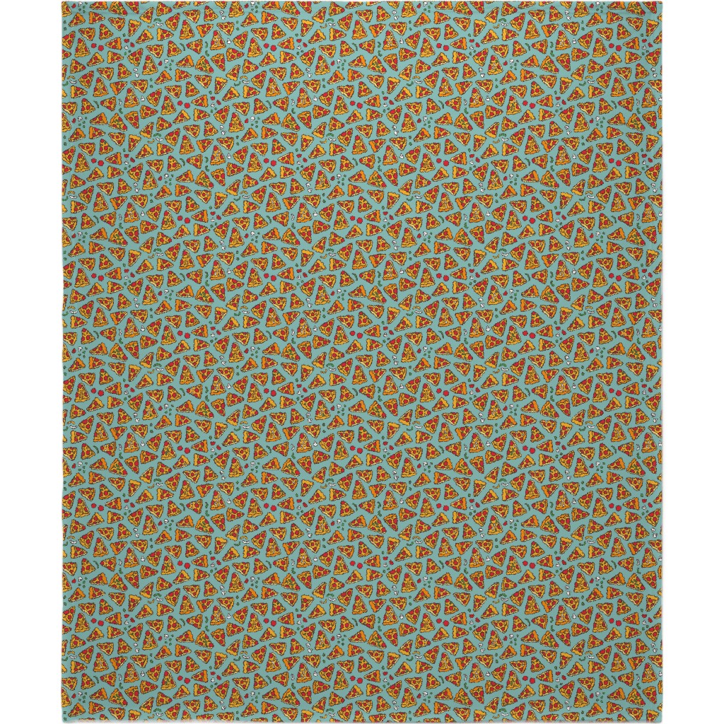 Pizza Pattern Blanket, Sherpa, 50x60, Blue