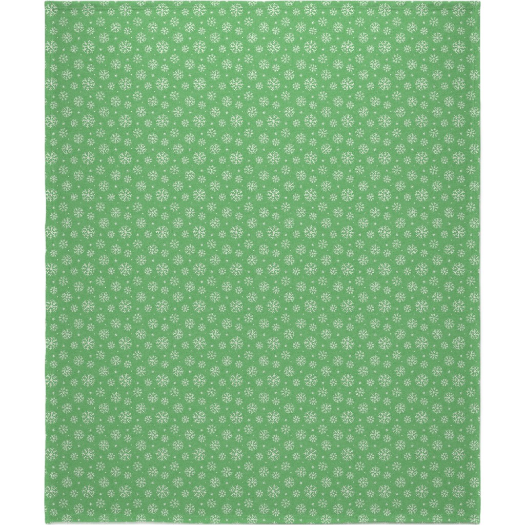 Snowflakes on Mottled Green Blanket, Sherpa, 50x60, Green