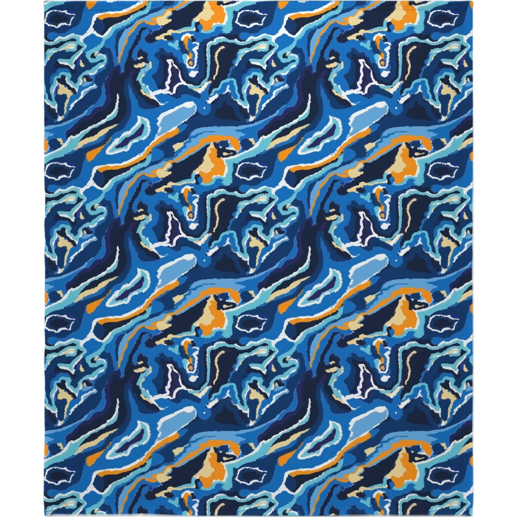 Psychedelic Blues Blanket, Sherpa, 50x60, Blue