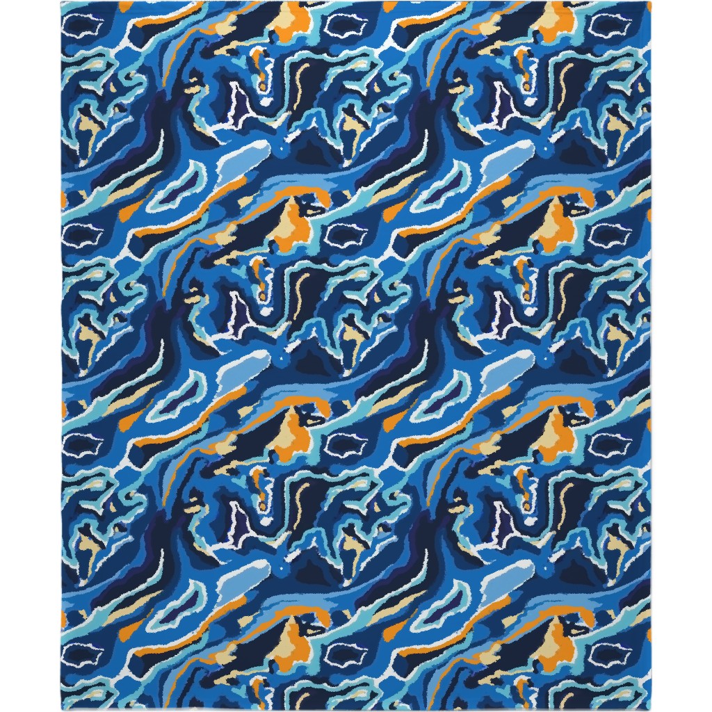 Psychedelic Blues Blanket, Sherpa, 50x60, Blue, True Blue