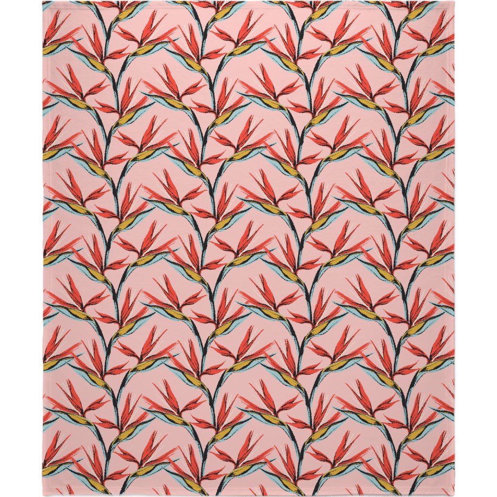 Bird of Paradise Blanket, Sherpa, 50x60, Pink, Ballet Slipper
