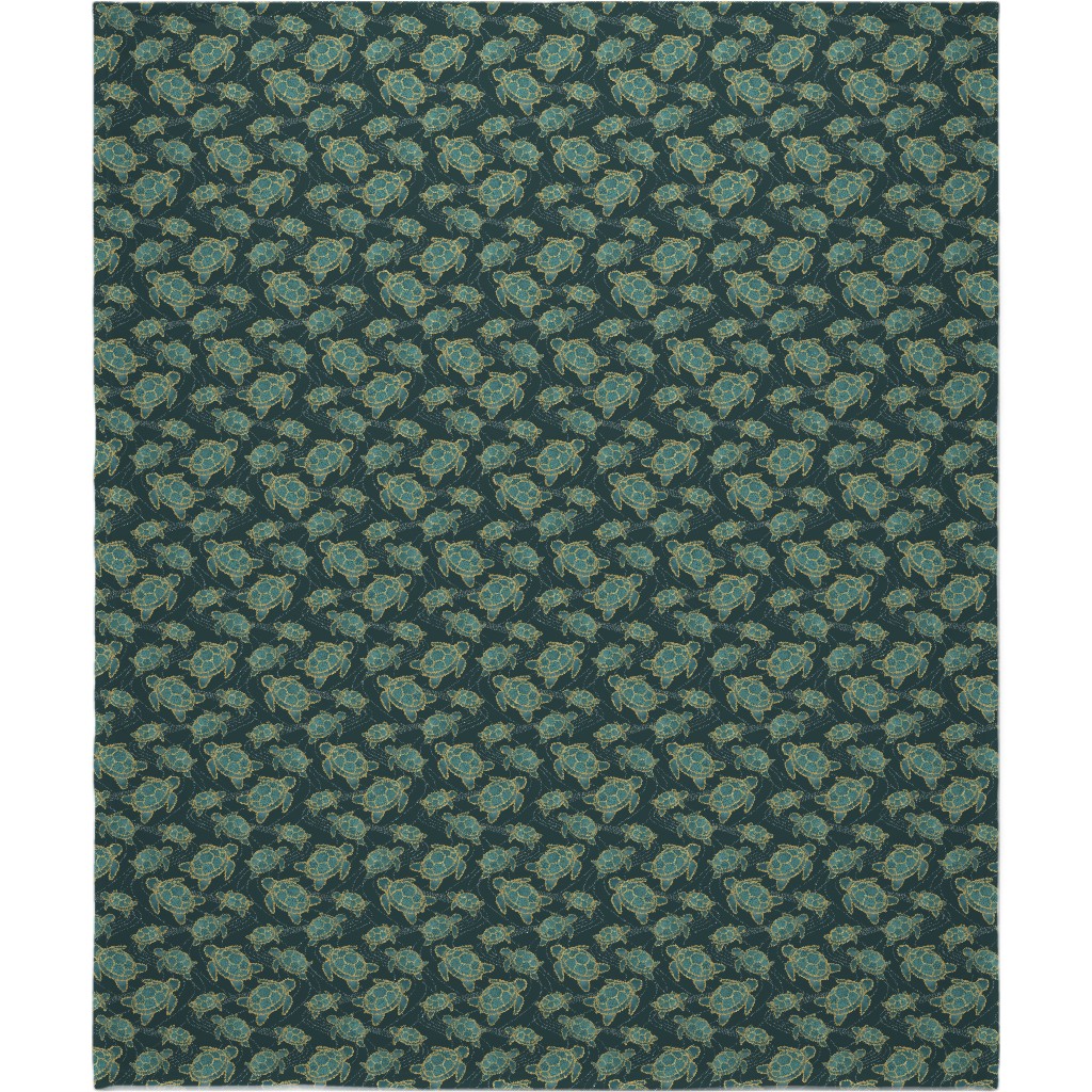 Turtles - Green Blanket, Sherpa, 50x60, Green