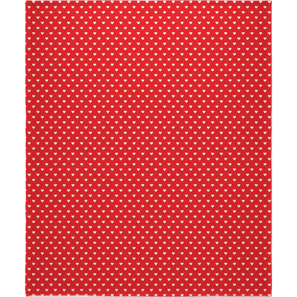 Love Hearts - Red Blanket, Sherpa, 50x60, Red
